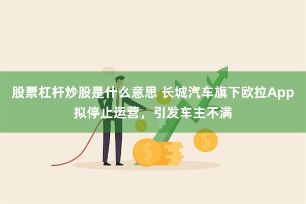 股票杠杆炒股是什么意思 长城汽车旗下欧拉App拟停止运营，引