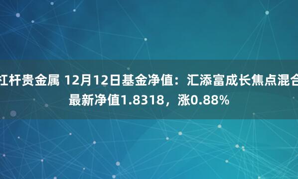 杠杆贵金属 12月12日基金净值：汇添富成长焦点混合最新净值1.8318，涨0.88%