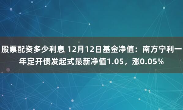 股票配资多少利息 12月12日基金净值：南方宁利一年定开债发起式最新净值1.05，涨0.05%