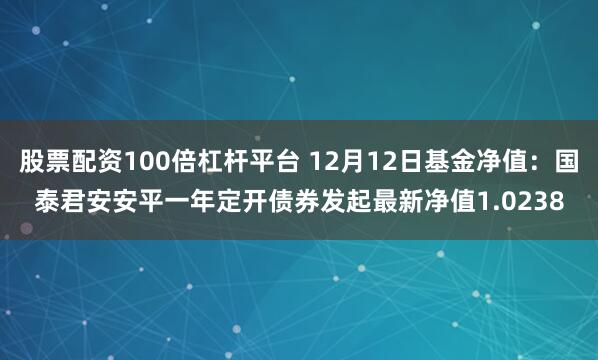 股票配资100倍杠杆平台 12月12日基金净值：国泰君安安平一年定开债券发起最新净值1.0238