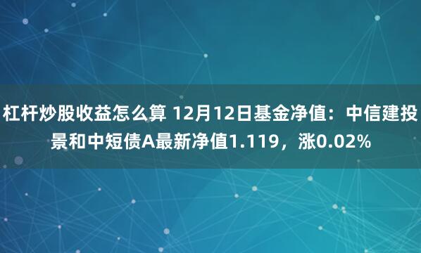 杠杆炒股收益怎么算 12月12日基金净值：中信建投景和中短债A最新净值1.119，涨0.02%