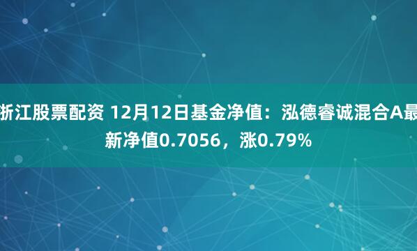 浙江股票配资 12月12日基金净值：泓德睿诚混合A最新净值0.7056，涨0.79%