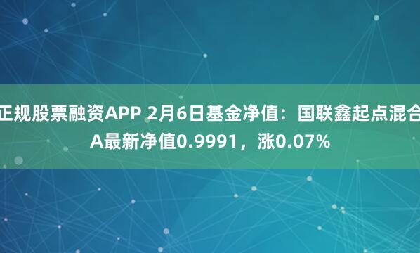 正规股票融资APP 2月6日基金净值：国联鑫起点混合A最新净值0.9991，涨0.07%