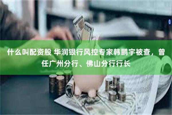 什么叫配资股 华润银行风控专家韩鹏宇被查，曾任广州分行、佛山分行行长